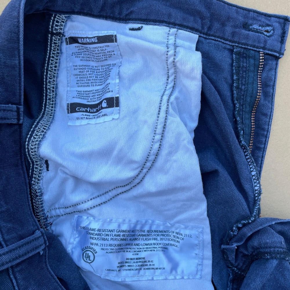 Carhartt Cargo Pants Mens 35x34 Blue Workwear FR Flame Resistant FRB240 DNY - Picture 5 of 9
